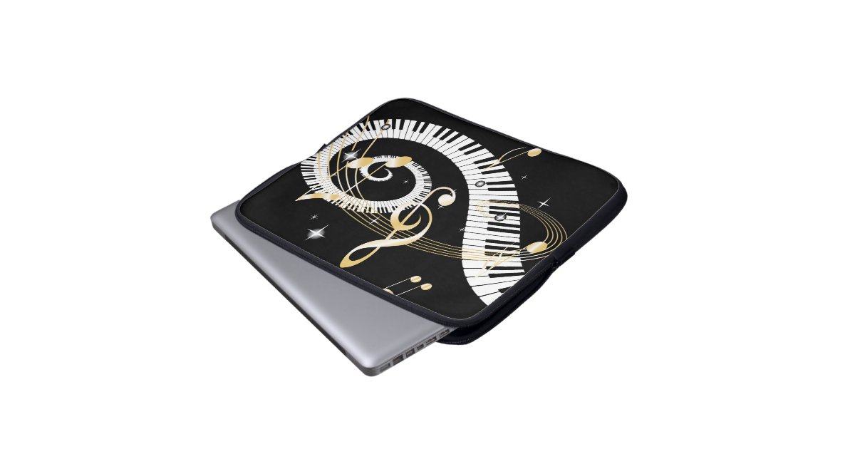 Piano Keys and Golden Music Notes Laptop Computer Sleeves Zazzle