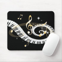 Piano Keys and Golden Music Notes Mousepads