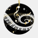 Piano Keys and Golden Music Notes Christmas Ornament