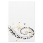 Piano Keys and Golden Music Notes Stationery Paper