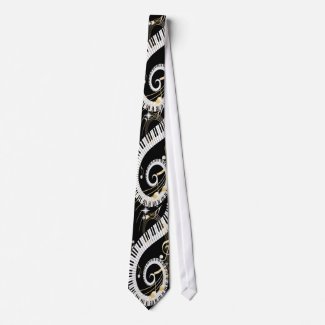 Piano Keys and Golden Music Notes Neckwear
