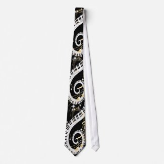 Piano Keys and Golden Music Notes tie