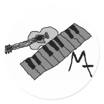 piano keys and guitar sticker