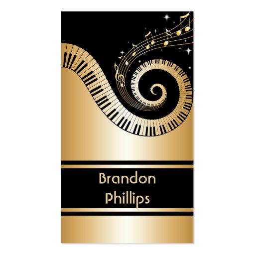 Piano Keys and Music Notes Business Cards (front side)