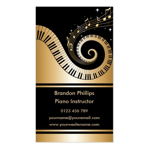 Piano Keys and Music Notes Business Cards (back side)