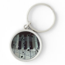 Piano Keys and Music Notes Keychain