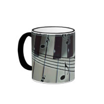 Piano Keys and Music Notes mugs