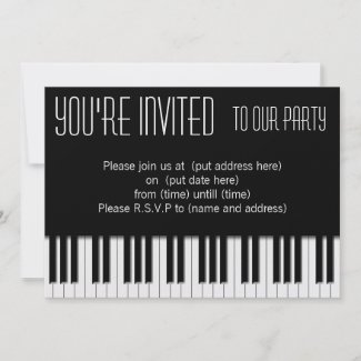 Piano Keys black white zazzle_invitation