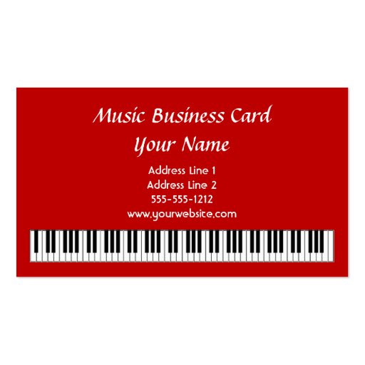 Piano Keys Business Card in Red