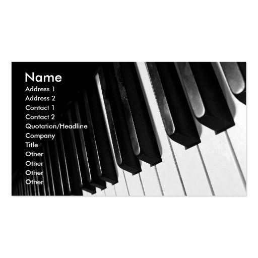 Piano Keys for the piano player Business Card (front side)