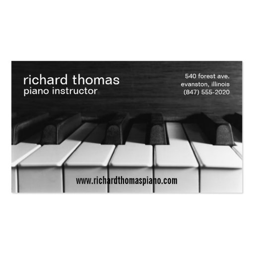 piano keys instructor business card (front side)