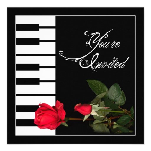 Piano Keys invitation/Red Roses