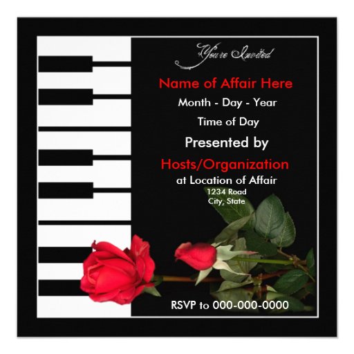 Piano Keys invitation/Red Roses