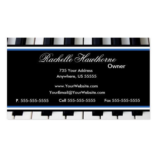 Piano Keys Music Business Cards ~ blue (back side)