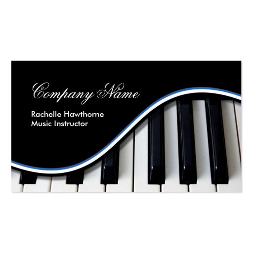 Piano Keys Music Business Cards ~ blue (front side)