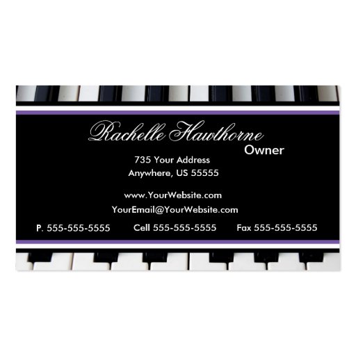 Piano Keys Music Business Cards ~ purple (back side)