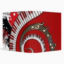 Piano Keys Music Notes Grunge Floral Swirls Vinyl Binders