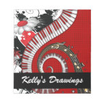 Piano Keys Music Notes Grunge Floral Swirls Memo Pads