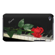 Piano Keys & Red Rose Barely There iPod Case at Zazzle