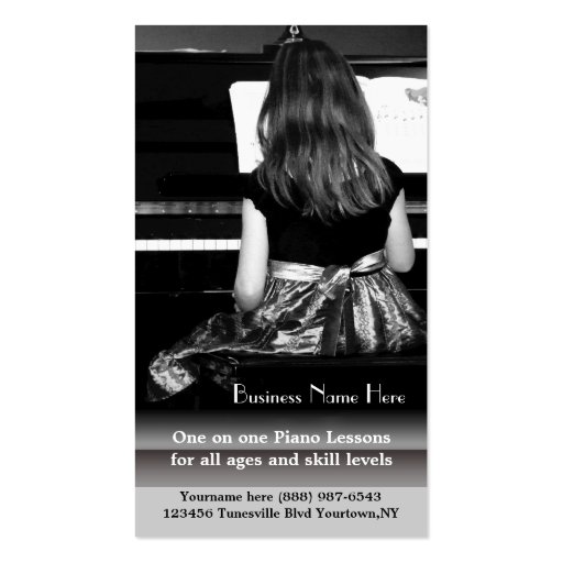 Piano Lessons and Music Teachers Business Card Templates (front side)
