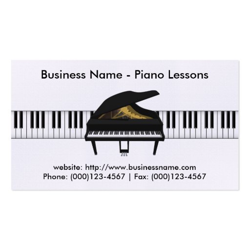 Piano Lessons Business Card: Piano 3D Model (front side)