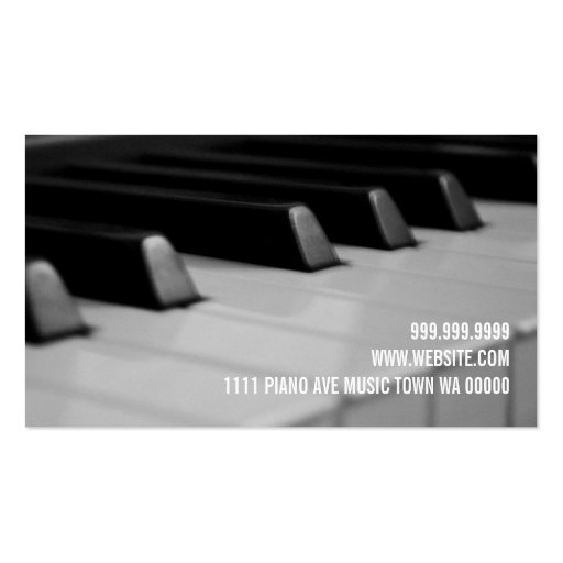 Piano Lessons, Music Instructor Business Card (back side)