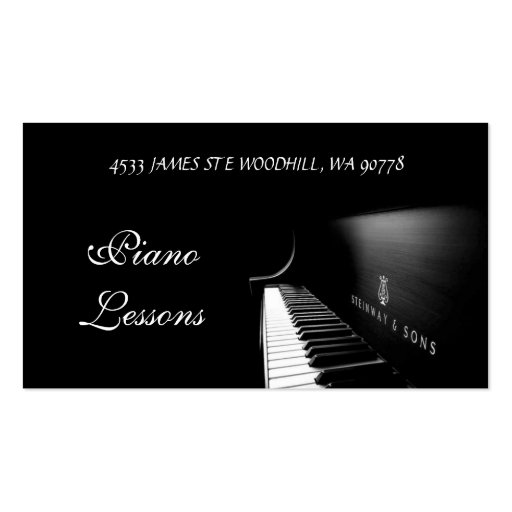 Piano Lessons, Music, Instruments Business Card (front side)