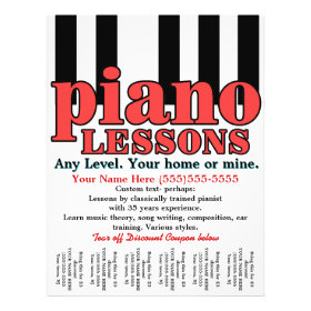 Piano Lessons. Tutor. Music Teacher. Tear sheet Custom Flyer
