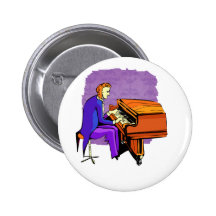 Piano man playing grand piano blue coat pin