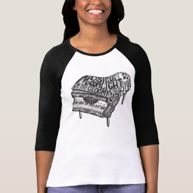 Piano Music Illustration Ladies Fitted T-shirts