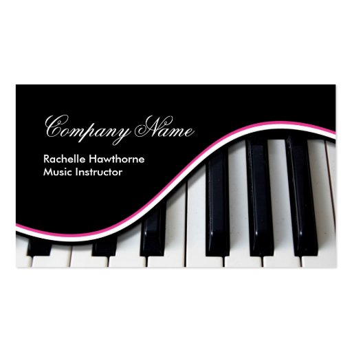 Piano Music Keys Business Cards ~ pink (front side)