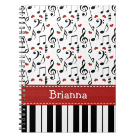 Piano Music Note Spiral Notebook Journal