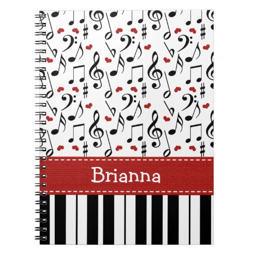 Piano Music Note Spiral Notebook Journal Zazzle