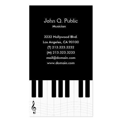 Piano Musician Business Card (front side)