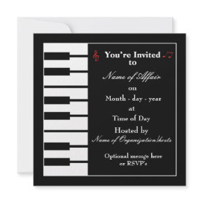Piano note invitation card invitation