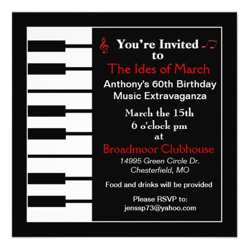Piano note invitation card