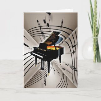 Piano Notes and Staff Greeting Card
