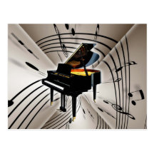Piano Notes and Staff Post Cards