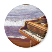 Piano on a Beach Fridge Magnets