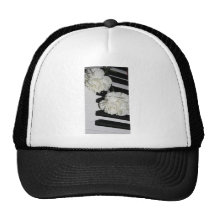 Piano or Organ Keyboard and White Carnations Trucker Hats