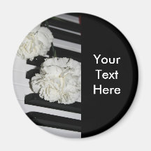 Piano or Organ Keyboard and White Carnations Magnet