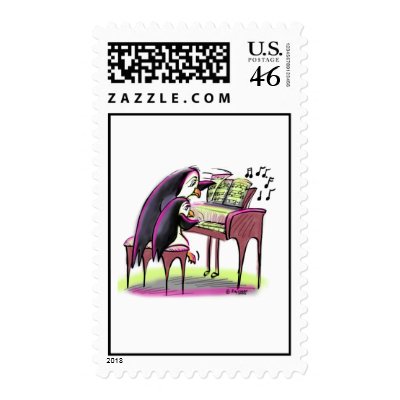 pIaNo pEnGuInS Postage Stamp by raycasso