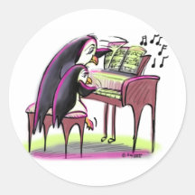 pIaNo pEnGuInS Round Stickers
