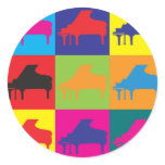 Piano Pop Art Round Sticker