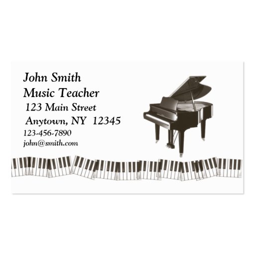 Piano Profile Card Business Card Template (front side)