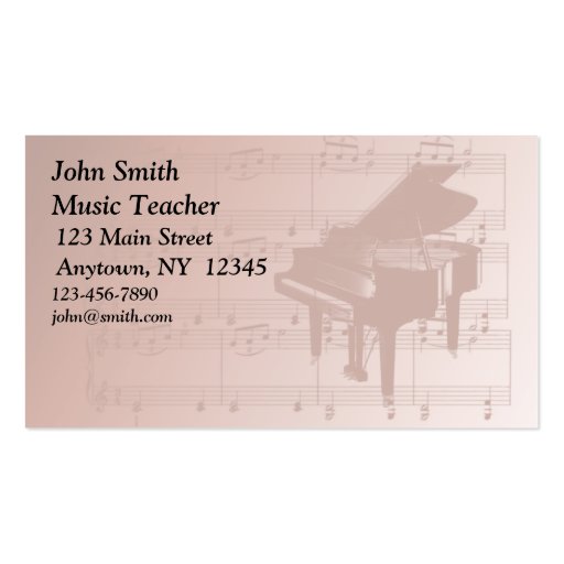 Piano Profile Card Business Card Templates (front side)