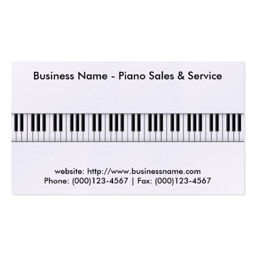 Piano Sales Business Card: Piano 3D Model (front side)
