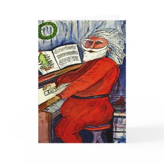 Piano Santa Greeting and Note Cards card