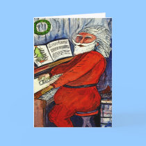 Piano Santa Greeting and Note Cards cards