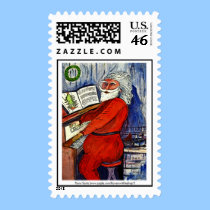 Piano Santa Postage Stamp stamps
